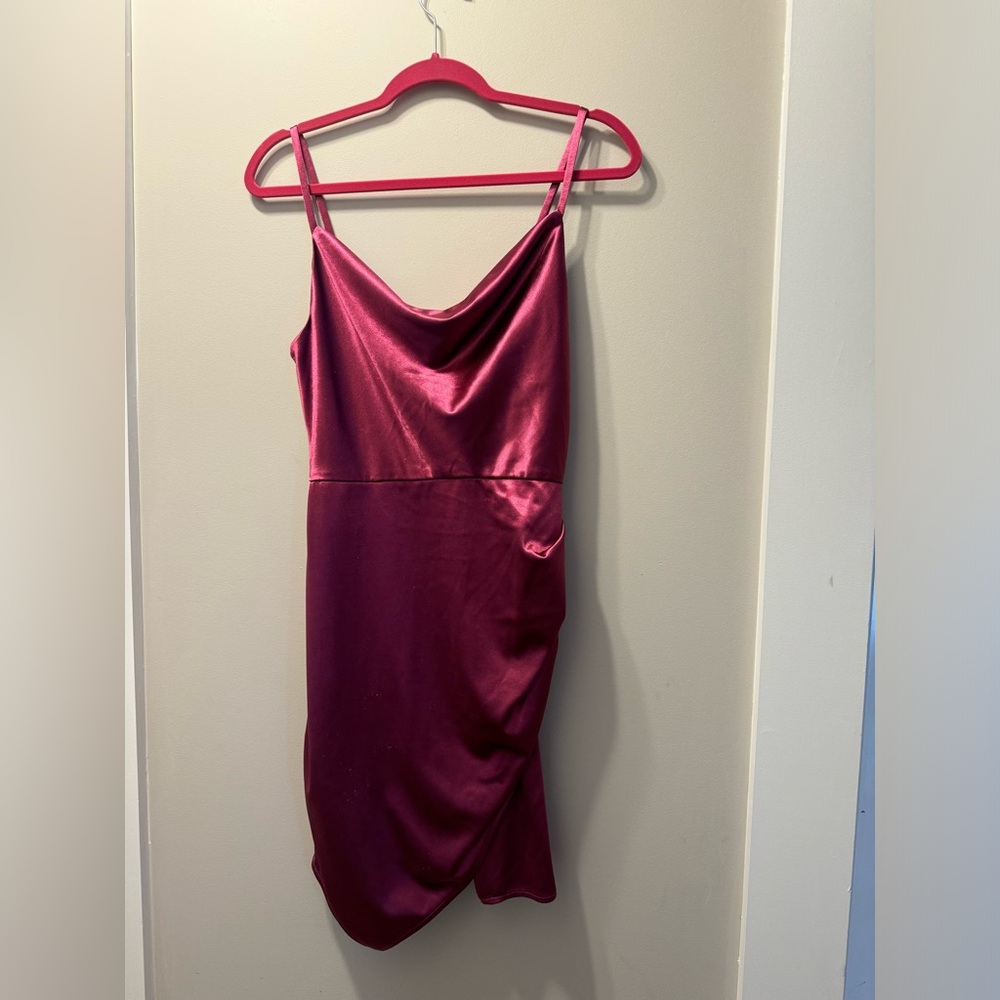 Cowl neck satin dress, has just a couple of spot where it got snagged